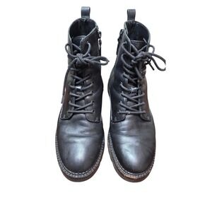 Vince Women's 7.5 Goth Grunge Black Leather Lace-Up Combat Boots Water Repellent
